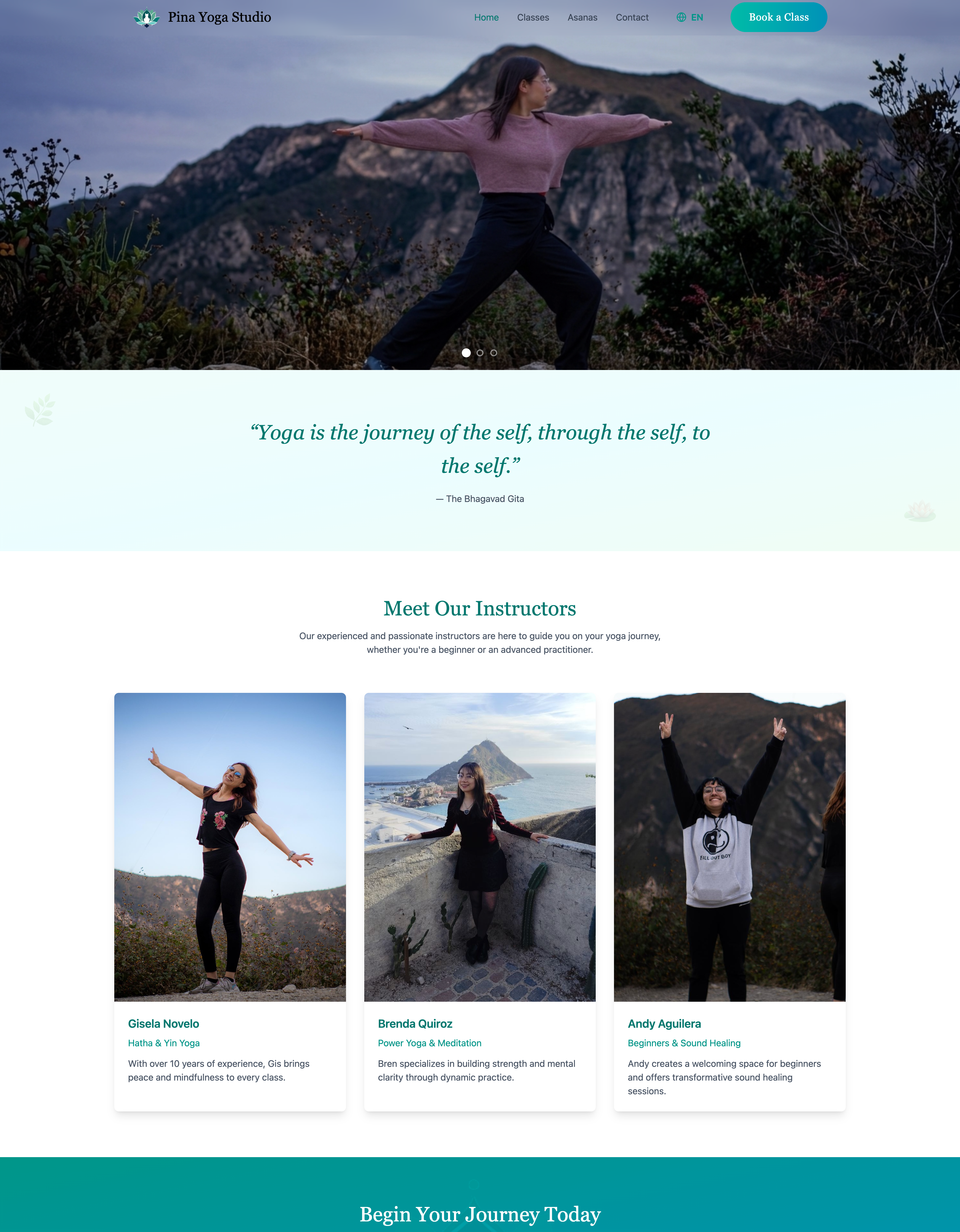 Pina Yoga Studio Website & UX Design